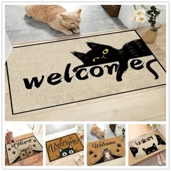 1Pc Cat Pattern Fa'afeiloa'i fala fala e tete'e palapala i totonu ole fogafale i fafo fala fufulu fale teuteu kapeta potumoe potu ta'ele umukuka poletito