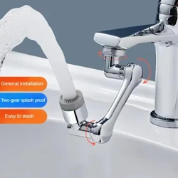 1080 ° Universal Rotatioun Krunn Extender Dual Mode Sprayer Kapp Kichen Roboter Arm Extensioun Krunn Buedzëmmer Swivel Krunn