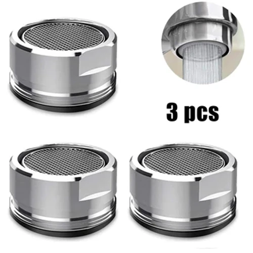 3PCS medeninasta pipa za varčevanje z vodo Pipa prezračevalnik M24 Navojna kopalniška pipa Bubbler iz nerjavečega jekla Zamenljiv filter Mešana šoba