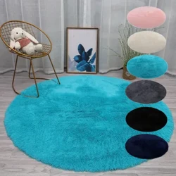 Woll Imitation Schafskin Teppecher Faux Rutsch Schlofzëmmer Shaggy Teppech Mats Multi Faarf Solid Soft Kreesfërmeg Teppecher