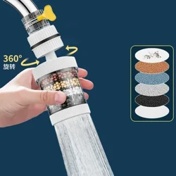 Bộ lọc vòi 6 lớp có thể tháo rời và giặt được Thiết bị tiết kiệm nước chống bắn đa năng Nhà bếp Vòi lọc nước