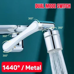 Aço inoxidável universal 1440 ° giratória braço robótico extensão torneira arejador pia da cozinha extensor 2 modo de fluxo de água