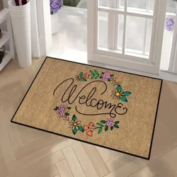 Flower Print Home Floor Mat Non-slip Easy Clean Decoration Carpet Kitchen Area Rug Living Room House Washable Welcome Doormats