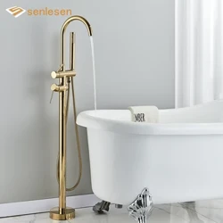 Senlesen Đứng Tự Do Vòi Bồn Tắm Gắn Sàn Tay Cầm Đôi Bằng Đồng Nóng Lạnh Trộn Tập Sen Tắm Tay Cầm