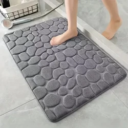 3D Non Slip Bathroom Mat Cobblestone Embossed Bath Mats Absorbent Doorbent Doorbent Carpet Door Floor Mats Machine hiki ke holoi ʻia i ka maloʻo wikiwiki.