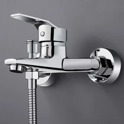 Rubinetti per lavabo in lega di zinco Rubinetto miscelatore a doppia bocca per acqua calda fredda a parete cromato per lavabo da bagno con divisore per bagno