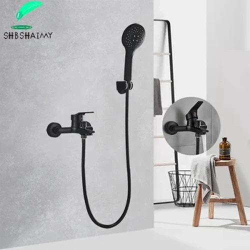 SHBSHAIMY Bộ sen tắm màu đen mờ Phòng tắm gắn tường чернить Смеситель для душа Vòi hoa sen Vòi bồn tắm Trộn vòi Van