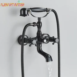 Phòng Tắm Vòi Bồn Tắm Tay Cầm Kép Cầm Tay Với Tay Sen Tắm Vòi Nước Gắn Tường Xoay Vòi Bồn Tắm Retro Vòi