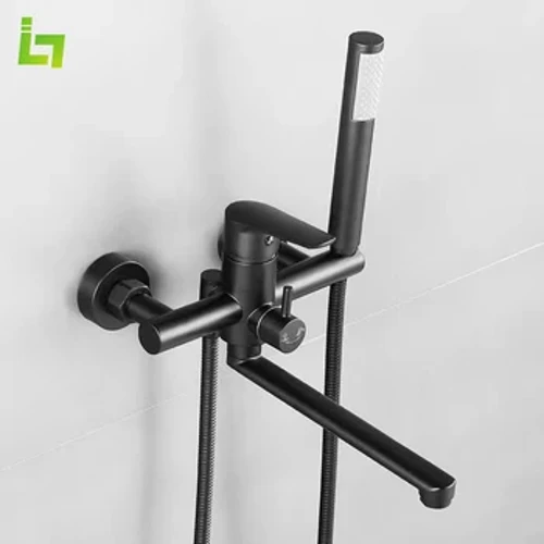 Wall Mounted Bathtub Faucet Dalawang Function Mahabang Spout Brass Banyo Shower Tap Cam Rotated