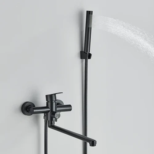 Rubinetto per vasca da bagno caldo e freddo nero opaco Rubinetto per vasca girevole Miscelatore per vasca a parete Miscelatore per vasca a cascata con spettacolo portatile