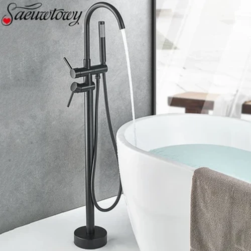Đen / Chrome / Vàng / Bồn tắm đứng Vòi bồn tắm đứng hình rồng có vòi sen tay Bồn tắm đặt sàn Vòi nóng lạnh