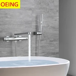 Faucet Folctha Balla Feistithe Dhá Feidhm Spout Fada Cith Seomra Folctha Teirmeastatach Beartaíonn Cam Cithfholcadh Boise Ilfheidhmeach Rothlaithe