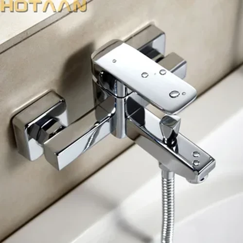. Gorffen Chrome caboledig ar wal newydd rhaeadr wedi'i osod yn yr ystafell ymolchi Bathtub Handheld Cawod Cymysgydd Tap Faucet YT-5326