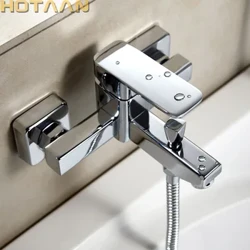 . Mạ Chrome Bóng Mới Treo Tường Thác Phòng Tắm Bồn Tắm Cầm Tay Vòi Sen Tập Trộn Vòi YT-5326