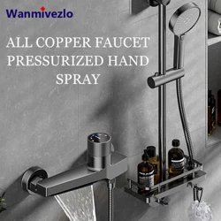 Grijs/zwarte waterval badkamerkraan uitloop met verstelbare plank multifunctionele douche premium badkraan