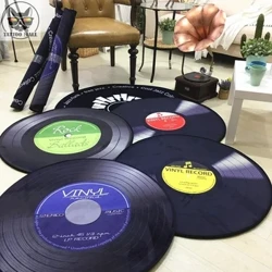 แฟชั่นห้องนั่งเล่นตกแต่งพรม Creative Retro รอบเครื่องเล่นแผ่นปูพื้นห้องนอน Study ลื่นแผ่น
