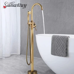Đồng Thau Giả Cổ Bồn Tắm Sen Tắm Tầng Đứng Tắm Vòi Xịt Tay Cầm Đơn HotCold Nước Trộn Tập Phòng Tắm Sen Tắm
