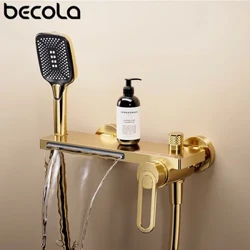 Bathtub Shower Faucet Single Handle Spout Mixer Tap na May Hand Shower Wall Mount Platform na Bath Mixer Water Faucet na Wall Mounted
