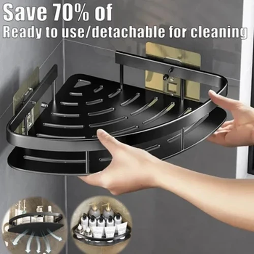 Banyo Shelf Kusina Storage Organizer Aluminum Alloy Shower Shelf Mga Accessory sa Banyo Walang Drilling Wall Shelf