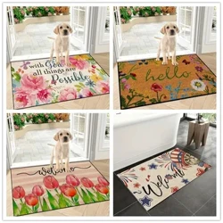 1Pc Uiscedhathanna Peony Patrún Doras Mat Troscán Marthanach Rug cairpéad Caith Innigh Chun Iontráil Baile Accessories Seomra Leapa Decore