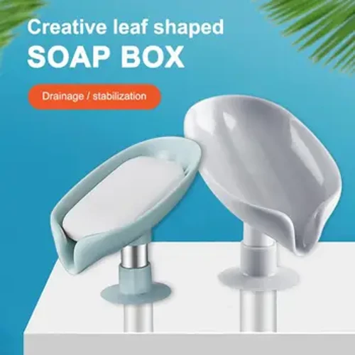 Leaf Shaped Soap Dish Holder Walang Punch-Free Banyo Accessory Suction Cup Soap Dish Tray Soap Dish Para sa Bathroom Soap Container
