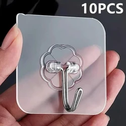10 adet şeffaf paslanmaz çelik güçlü kendinden yapışkanlı kancalar anahtar depolama askı mutfak banyo kapısı duvar çok fonksiyonlu