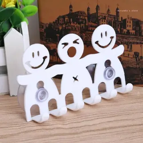 Väggmonterad tandborsthållare Sugkopp 5 Position CuteCartoon Smile Set för Hem Sovrum Badrumstillbehör HX6D