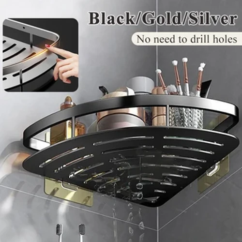 Badeværelseshylde Aluminiumslegering Shampoo Stativ Makeup Opbevaring Organizer Ingen bor Brusebad Opbevaringshylde Badeværelsestilbehør 1 STK
