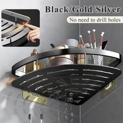Rak Kamar Mandi Aluminium Alloy Shampoo Rak Makeup Penyimpanan Organizer Tanpa Bor Shower Rak Penyimpanan Aksesoris Kamar Mandi 1 Pcs