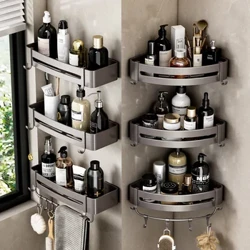 ʻO ka hale ʻauʻau ʻAʻohe Drill Wall Mounted Shampoo Bottle Shower Corner Rack Toilet Storage Rack Toilet Wall Accessories
