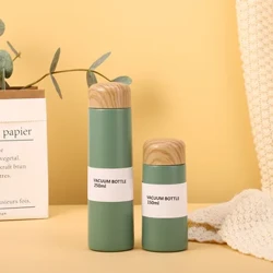 I-Insulated Thermos 304 I-Stainless Steel Vaccum Flask Yangaphandle Ephathekayo Ephathekayo engu-280ml Ibhodlela Lamanzi Le-Wood Vacuum Mini Mini