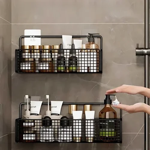 Buedzëmmer Organisator Multifunktionnelle Toiletten Organisator No-Punch Buedzëmmer Regal Buedzëmmer Kichen Mauer Mount Stockage Rack