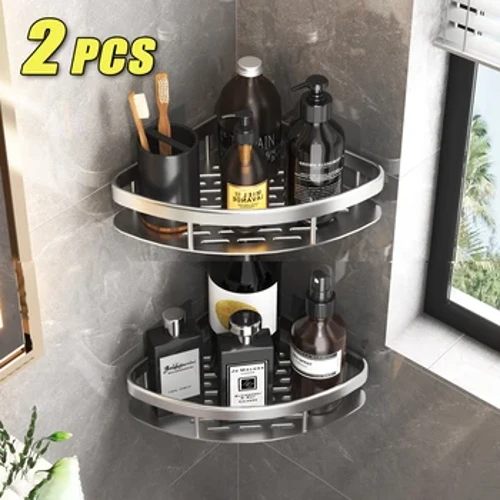 Kamar Mandi Tanpa Paku Rak Shower Sudut Rak Aluminium Shampoo Rak Shower Organizer Aksesoris Kamar Mandi