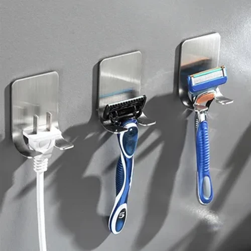 Alat Cukur Rak Penyimpanan Rak Stainless Steel Pisau Cukur Pemegang Dinding Kamar Mandi Pengering Rambut Cukur Razor Stand Organizer Gantungan Kait