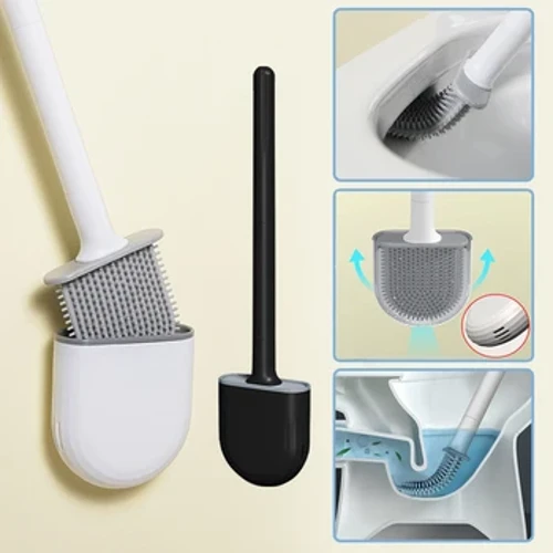 Bàn Chải Vệ Sinh Silicon Mềm Có Giá Đỡ Chống Rò Rỉ Mềm Bồn Cầu Bàn Chải Cọ Rửa Phòng Tắm Treo Tường Vệ Sinh WC Chổi