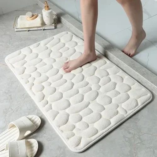 Carpedi gwrthlithro mat Bath ystafell ymolchi boglynnog Cobblestone Mewn Basn Golchi Bathtub Llawr Ochr Rug Ystafell Gawod Ewyn Cof Mat Drws