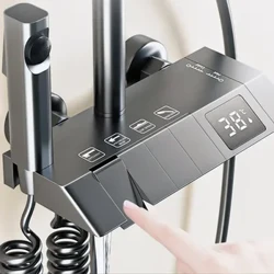 Ensemble complet de douche de salle de bains, système de baignoire-douche noir blanc gris, ensembles de douche numérique LED pressurisés, robinet chaud et froid