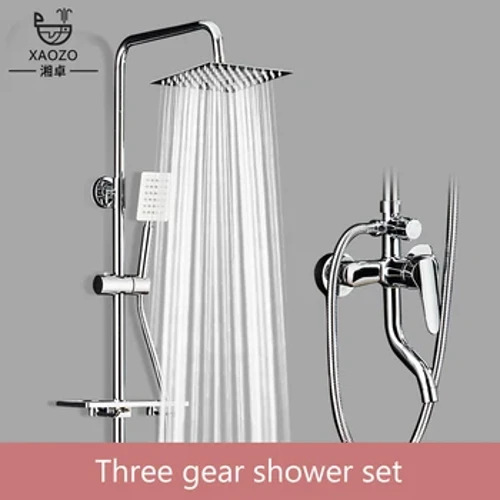 XAOZO Set doccia per bagno nero/cromato Rubinetto per doccia in rame per uso domestico Rubinetto per vasca a parete Doccia a pioggia