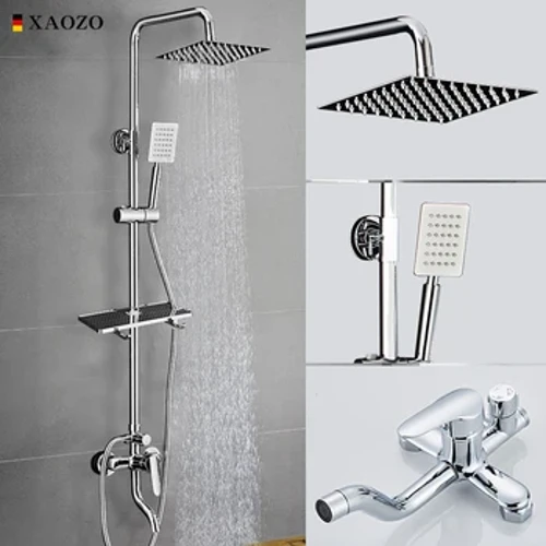 Socrú Cith Folctha XAOZO Ceann Cith SPA Cith Folctha Meascthóir Rotatable Le Faucets Cith Báistí Báisteach Cithfholcadáin Chrome Copar