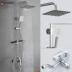 XAOZO Set doccia da bagno SPA Soffione doccia Miscelatore girevole con doccia a mano Rubinetti a pioggia Docce cromate in rame