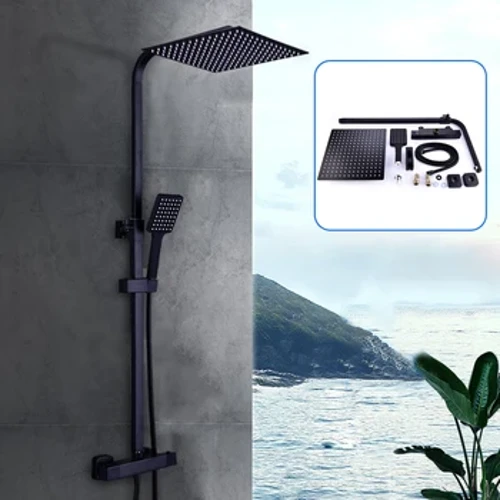 30cm Cith Cith Teirmeastatach Dubh Cith Folctha le Faucet Seomra Folctha um Chosaint Scald