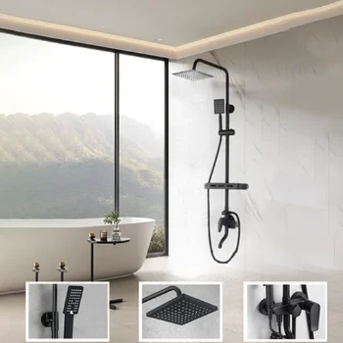 Regenduschsystem-Set Badezimmer-Duscharmatur, komplett an der Wand montiert, unter Druck stehende Duschsets, Badezimmer-Duschbrause, Sprühkopf, Handbrause