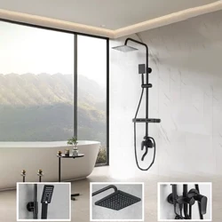 Regenduschsystem-Set Badezimmer-Duscharmatur, komplett an der Wand montiert, unter Druck stehende Duschsets, Badezimmer-Duschbrause, Sprühkopf, Handbrause