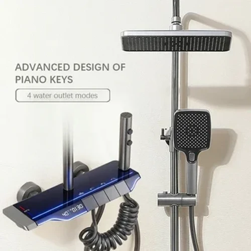 Testa del termostato per sistema doccia intelligente per bagno Set di display digitale per uso domestico in ottone Montaggio a parete Pioggia
