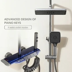 Testa del termostato per sistema doccia intelligente per bagno Set di display digitale per uso domestico in ottone Montaggio a parete Pioggia