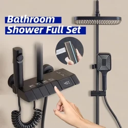 Set complet de duș digital cu LED-uri pentru baie Sistem inteligent de duș cu taste calde și reci în stil pian Set de duș sub presiune cu precipitații