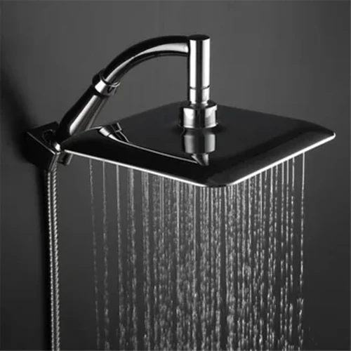 ABS Chrome 9 Zoll Quadrat Dënn Rotéierbar Top Reen Duschkop Wandmontage Verlängerungsarm Waasserspuerend Drockdusch fir Bad