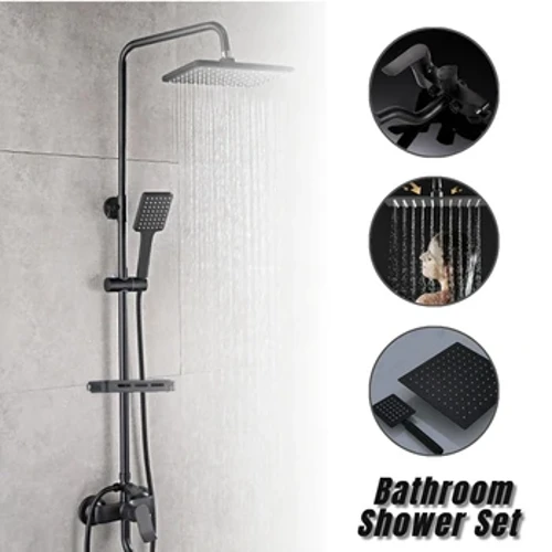 Set doccia da bagno nero Sistema doccia per vasca da bagno a parete Set doccia pressurizzato a pioggia Kit completo rubinetto doccia in rame per la casa