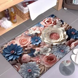 3D Họa Tiết Hoa Thảm Tắm Chống Trượt Siêu Thấm Hút Bếp Thảm Phòng Tắm Tảo Cát Bùn Chân Nhà Trang Trí Phòng lối Vào Thảm