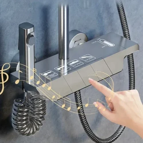 Bomba la Bafuni Seti 4 Kazi 4 Shower Digital Shower Thermostat Vinyunyu vya Moto vya Baridi Mchanganyiko wa Shinikizo la Utoaji wa Mabomba ya Shaba
